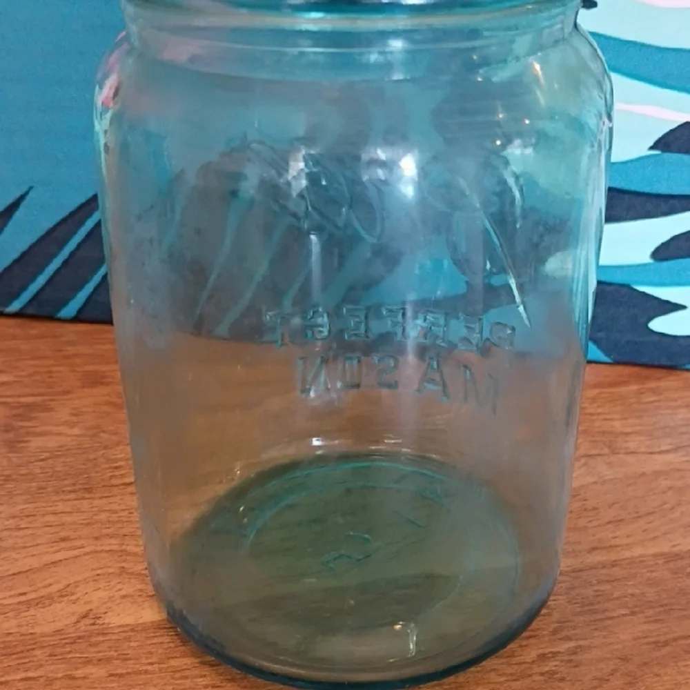 Ball Perfect Mason Jar - Aqua Blue Pint Size Vintage #5